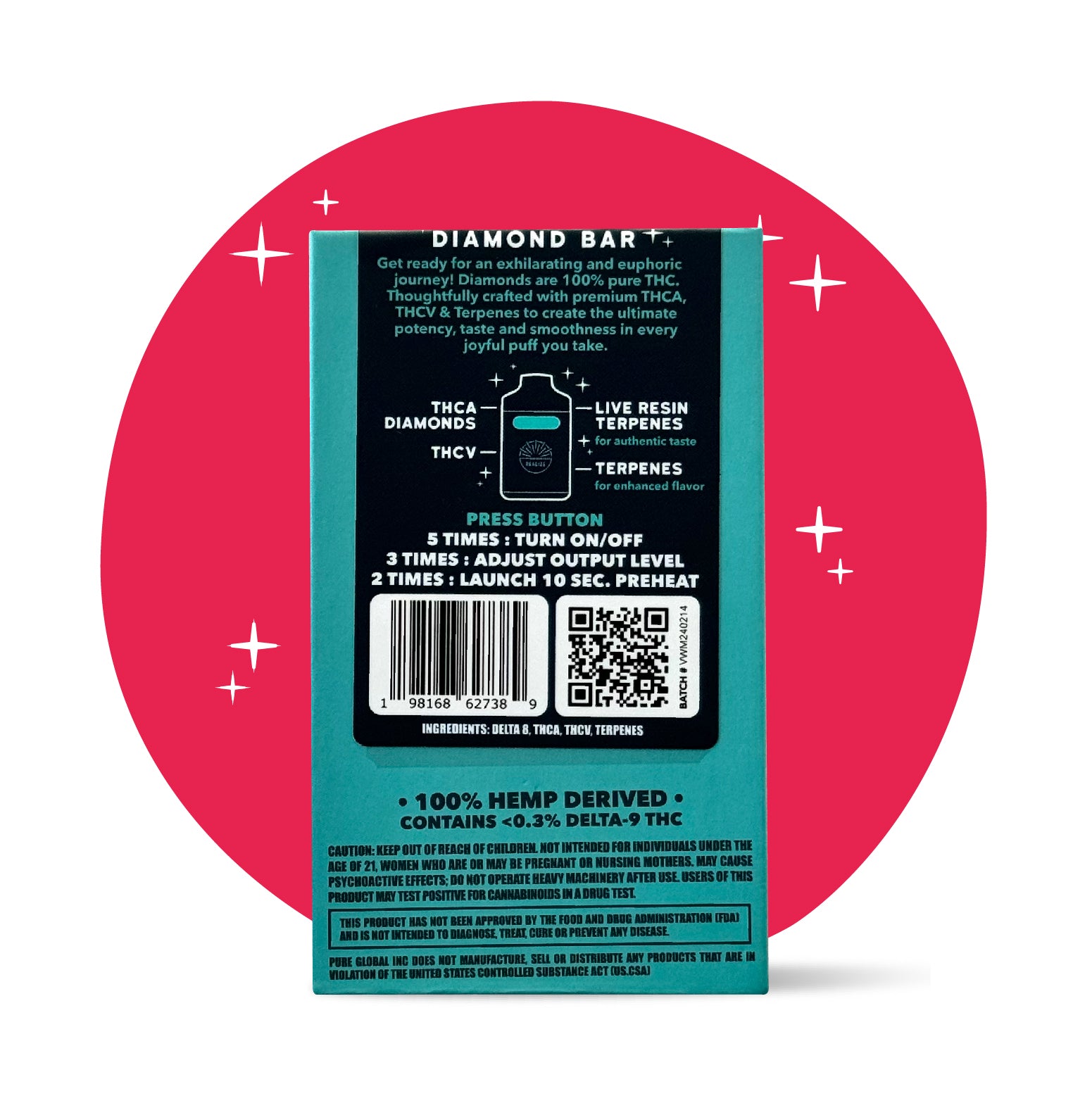 Realize Diamond Bar, Watermelon Kush - 4g Disposable Vape